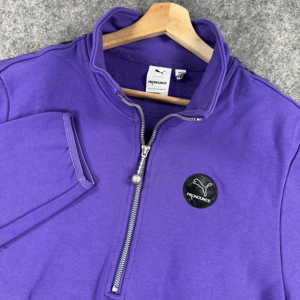 Puma Pronounce‎ Sweatshirt Womens Small Purple Graphic Quarter Zip 534040-74